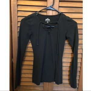 Black Hollister tie-front v-neck
